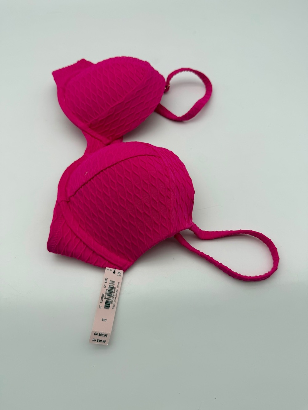 Victorias Secret Women's Fuchsia Textured‎ Push-Up Bikini top 34 C - Picture 3 of 5